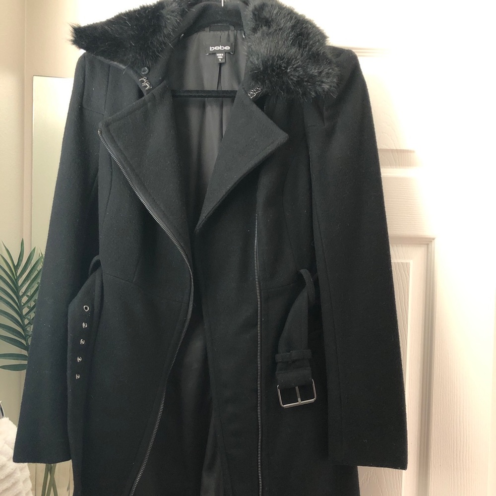 Black wool trench coat